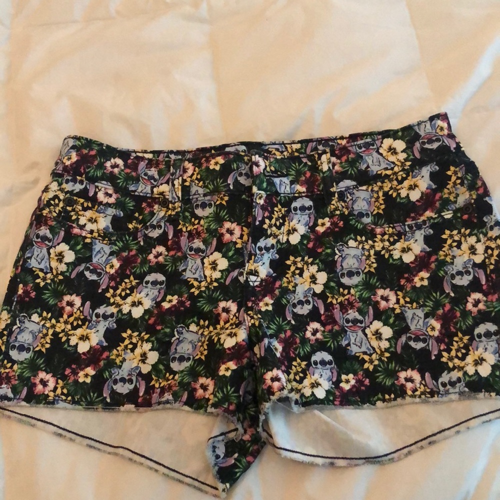 Disney Stitch black denim shorts